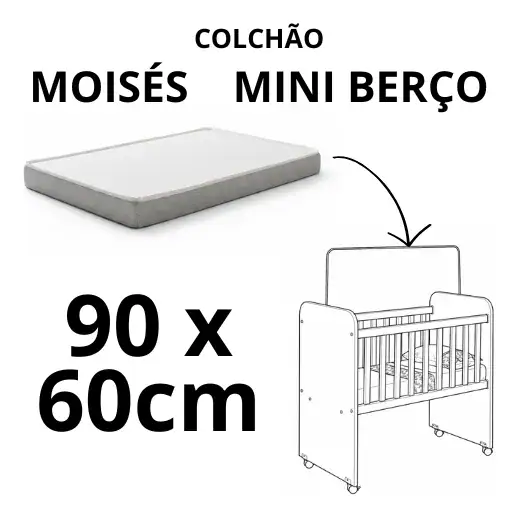 Colchão Antialérgico Berço Moisés 90x60cm Tampo Impermeável