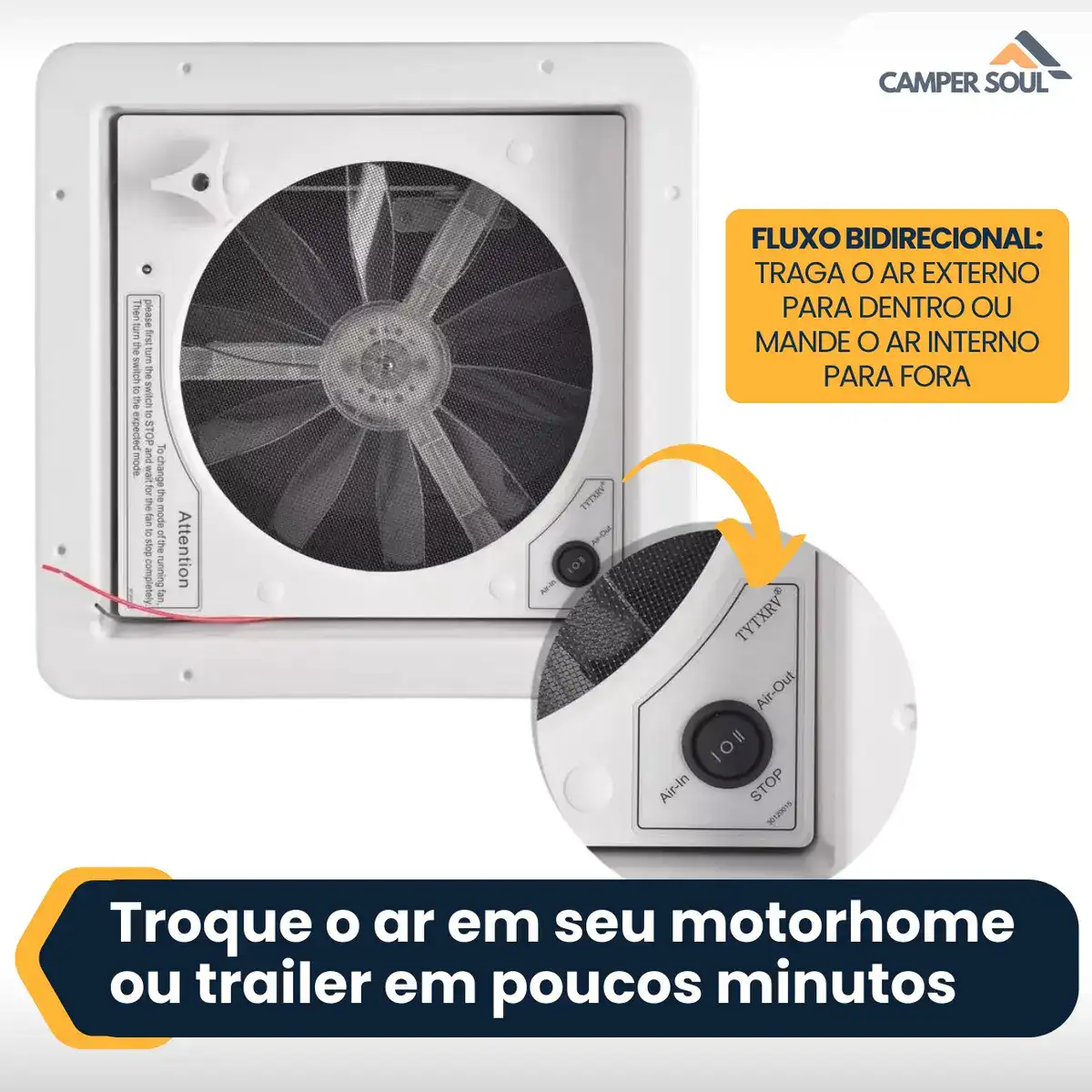 Claraboia Exaustor Ventilador Mosquiteiro Motorhome Trailer - Imagem 6