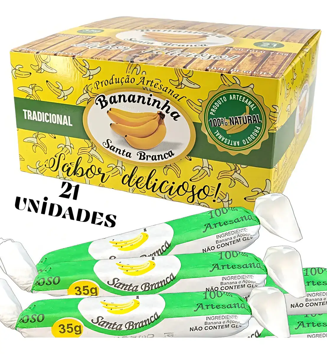 Doce de Banana Santa Branca Unidade 21 Unidades Sem Glúten - Imagem 4