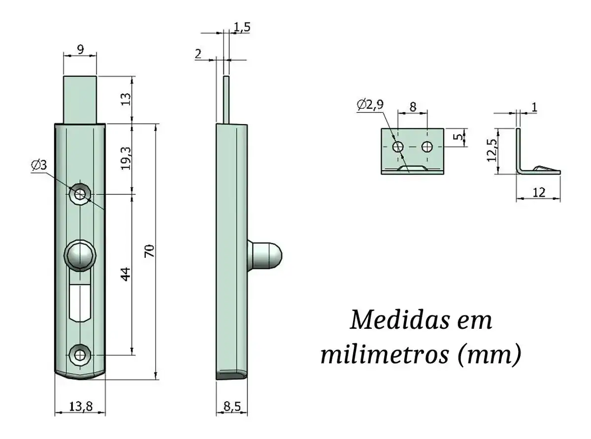 Kit 2 Fechaduras + 2 Trincos Portas Armario Guarda Roupa - Imagem 6