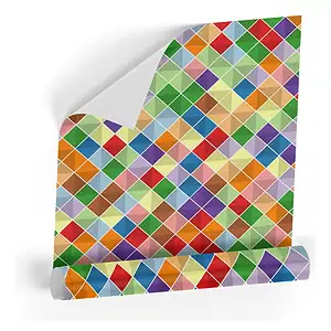 Papel De Parede Adesivo Azulejo Pastilha Colorida 2,5m