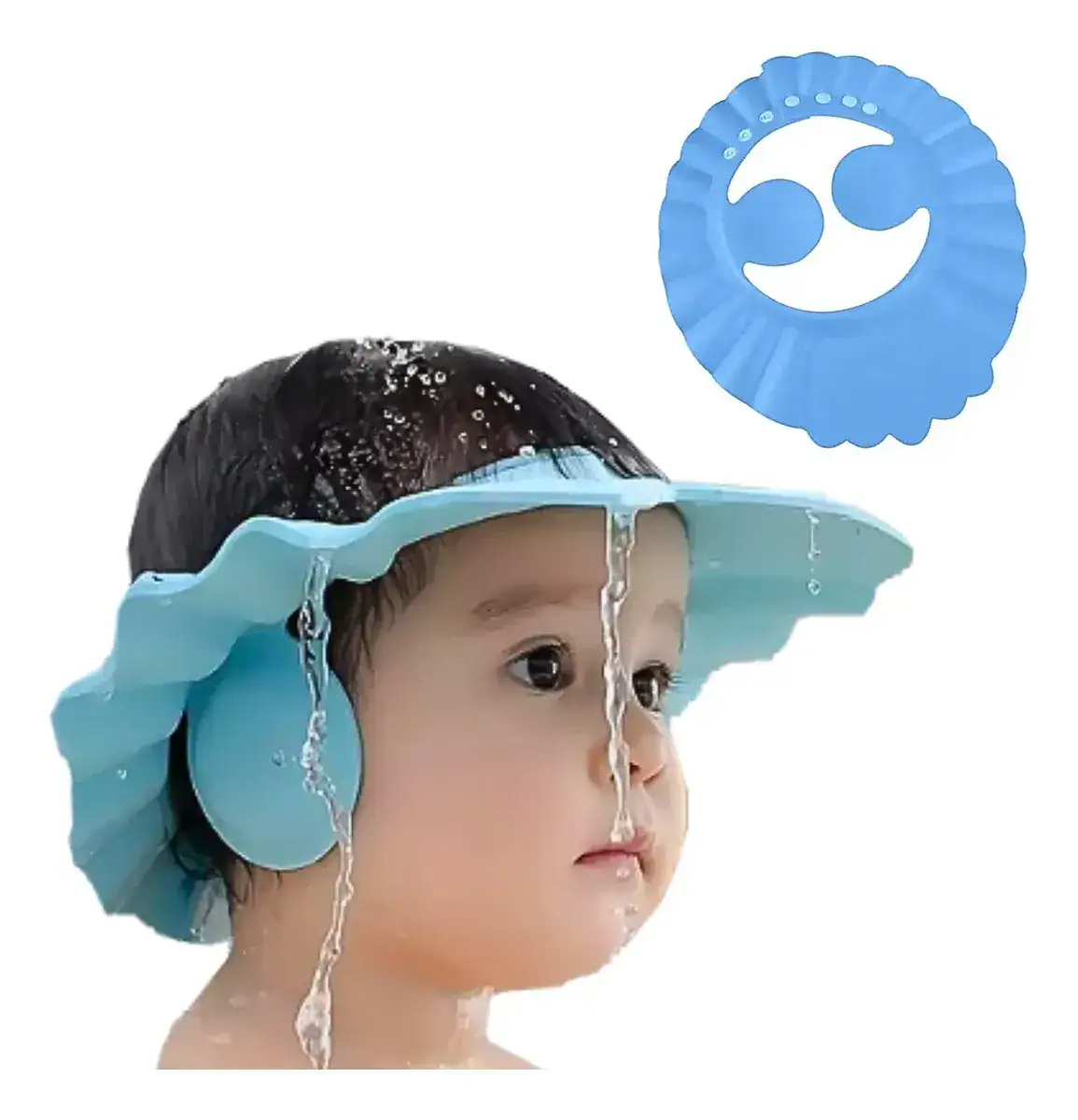 Viseira Banho Infantil Proteção Água Olhos Ouvidos Chapéu - Imagem 4