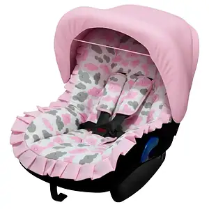 Capa Bebê Conforto + Jogo Cinto + Capota Solar Nuvem Rosa