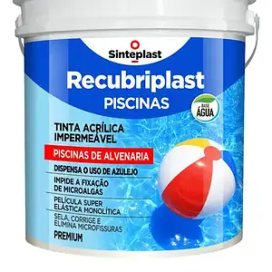 Tinta Piscina Impermeabilizante Azul Base Água Recubriplast 10L Acrílica Rendimento Elevado Alta Aderência Superfície Submersa Revestimento Alvenaria Resistente Cloro Sol Intempéries
