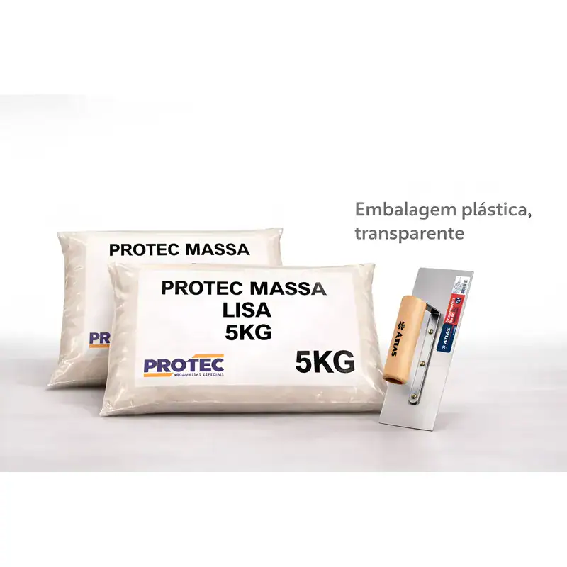 Kit C/ 2 Massa Lisa Branca 5kg Protec + Desempenadeira - Imagem 3