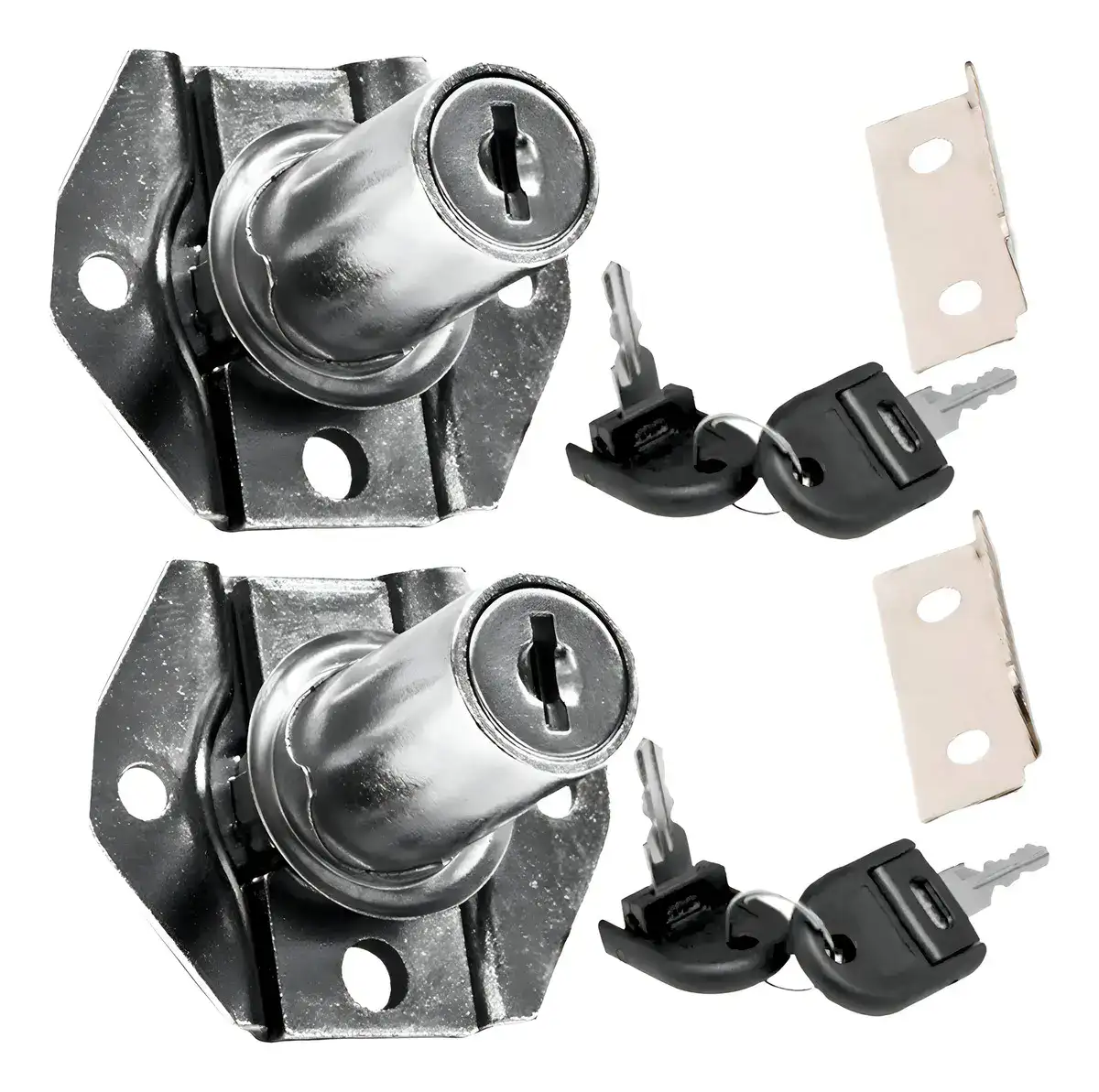 Kit 2 Tranca Gaveta Fechadura Chave Porta Moveis Escritório 22mm Cor Cromado