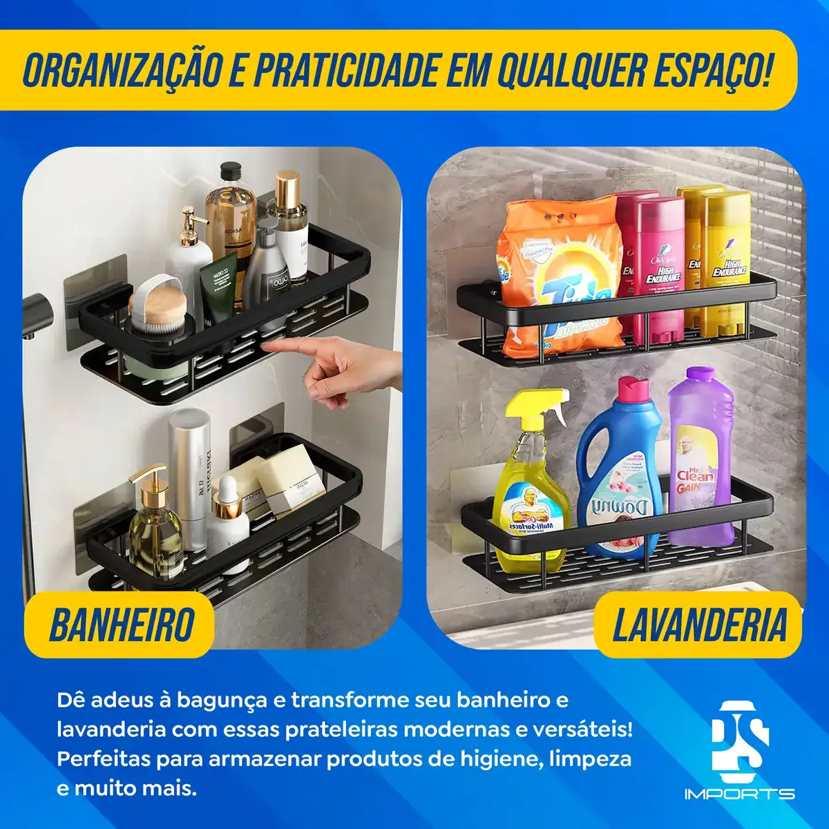 Kit 2 Suporte Porta Shampoo Sabonete Banheiro Adesivo Parede - Imagem 7