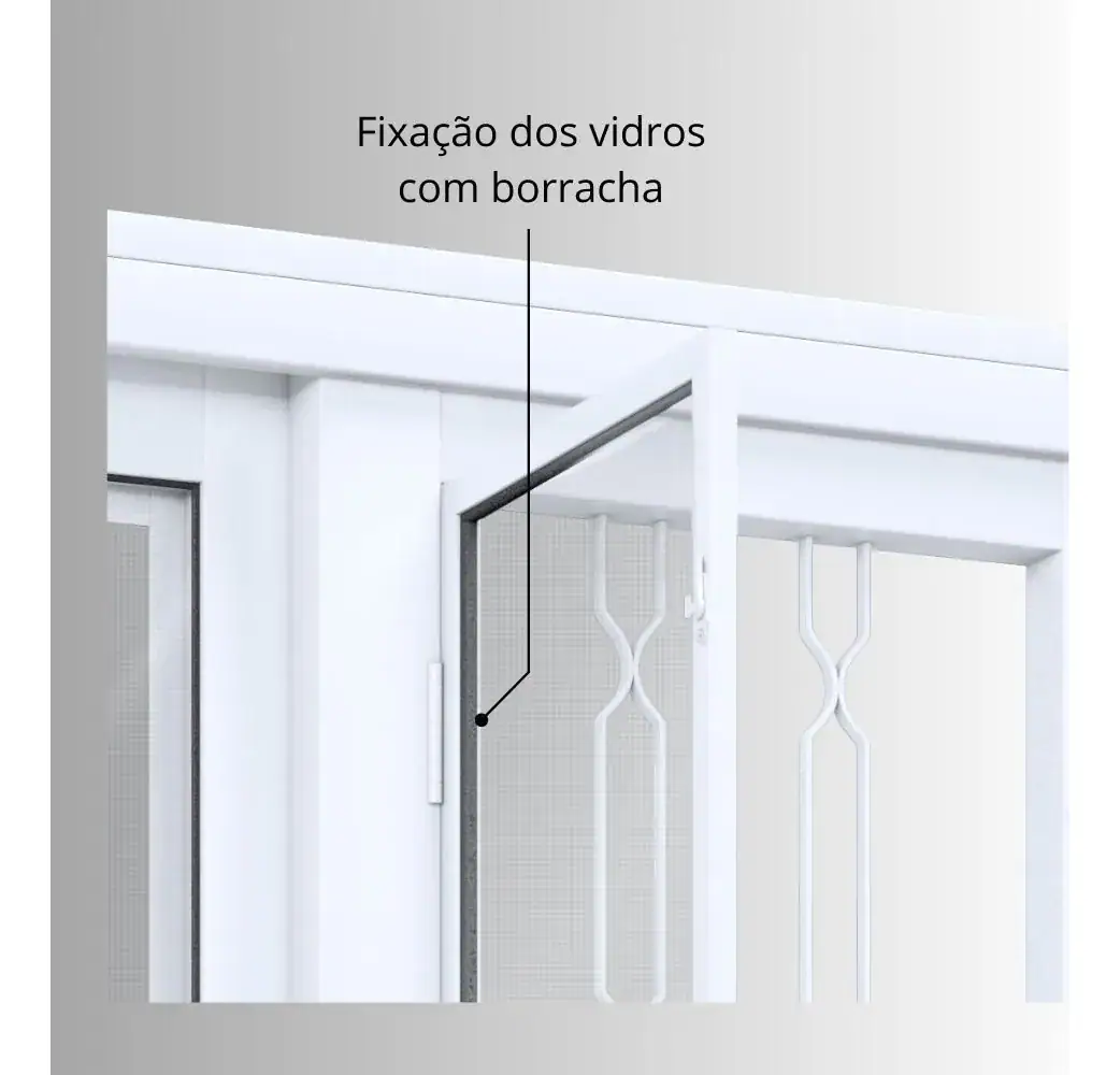 Porta De Correr Aço Central Com Postigo E Grade Hc - Imagem 3