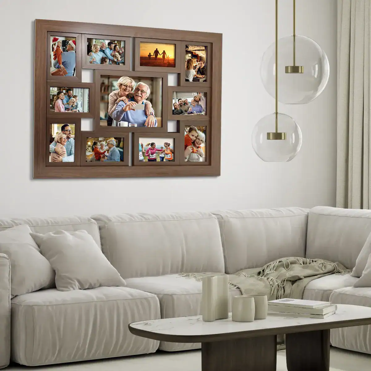 Painel Quadro Multifotos Com Vidro Grande P/ 11 Fotos Parede - Imagem 6