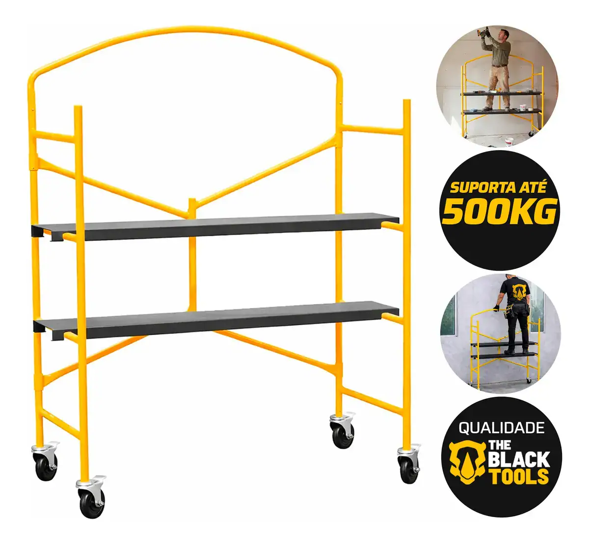 Andaime Portátil Dobrável Suporta Até 500kg C/2 Plataformas - Imagem 3