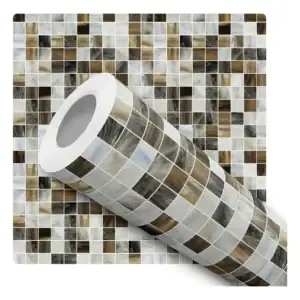 Papel De Parede Pastilha Cozinha Marrom Marfim Lavável 3m
