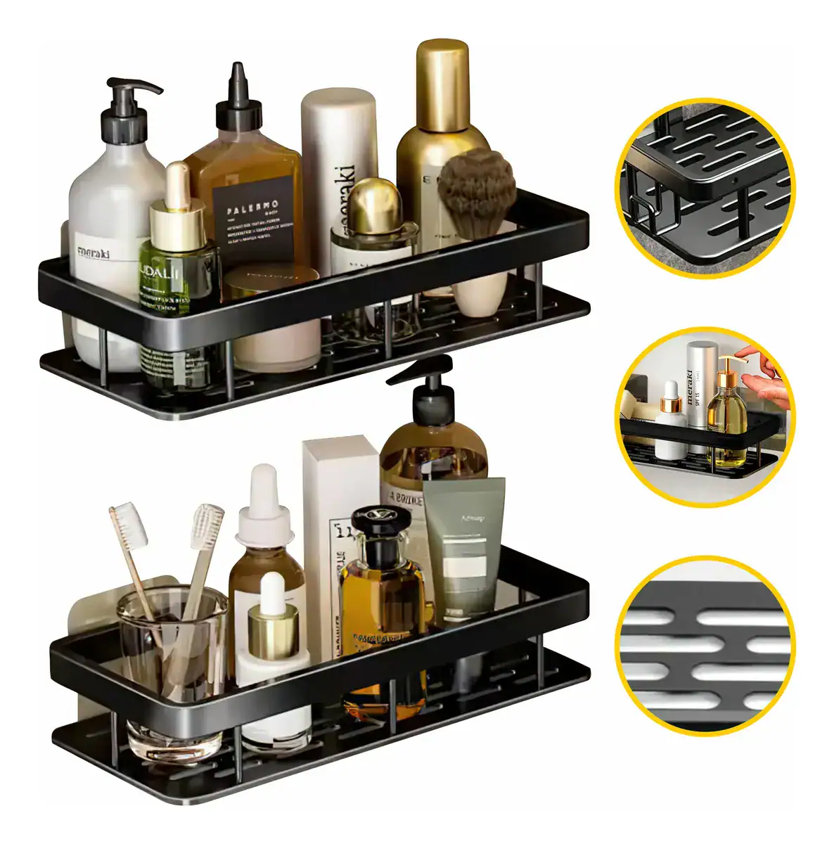 Kit 2 Suporte Porta Shampoo Sabonete Banheiro Adesivo Parede - Imagem 9