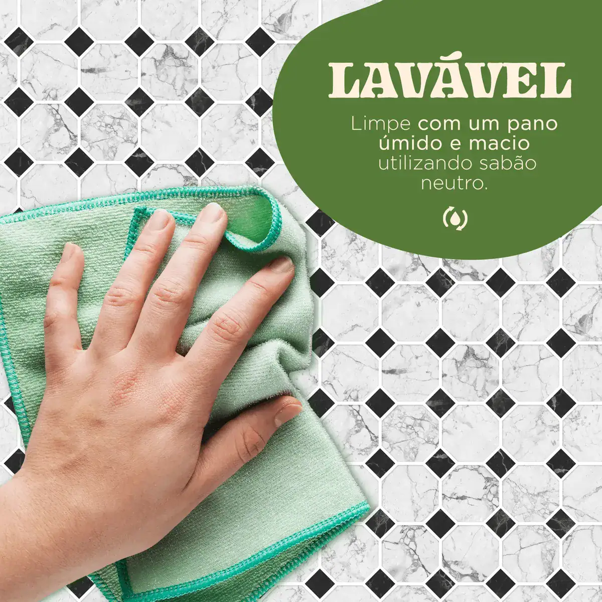 Papel De Parede Adesivo Ladrilho Pastilha Branco Preto 5m
