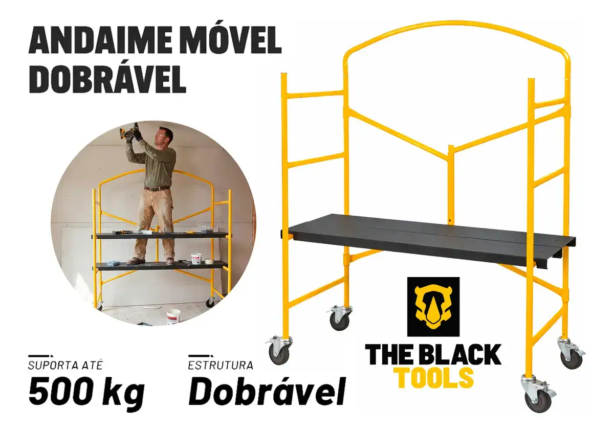 Andaime Portátil Dobrável Suporta Até 500kg C/2 Plataformas