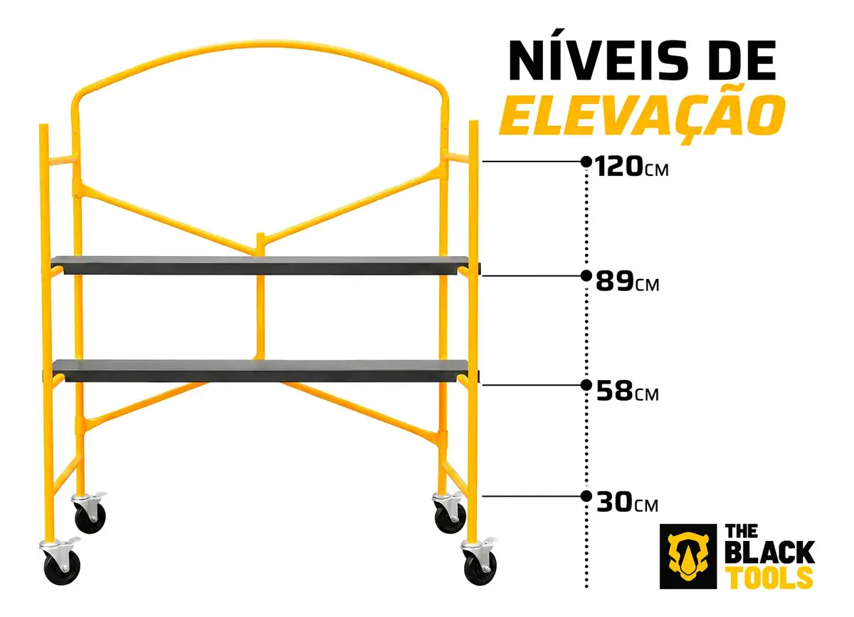 Andaime Portátil Dobrável Suporta Até 500kg C/2 Plataformas - Imagem 2