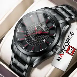 Relógio Masculino Quartzo À Prova D'água Prata Preto Aço