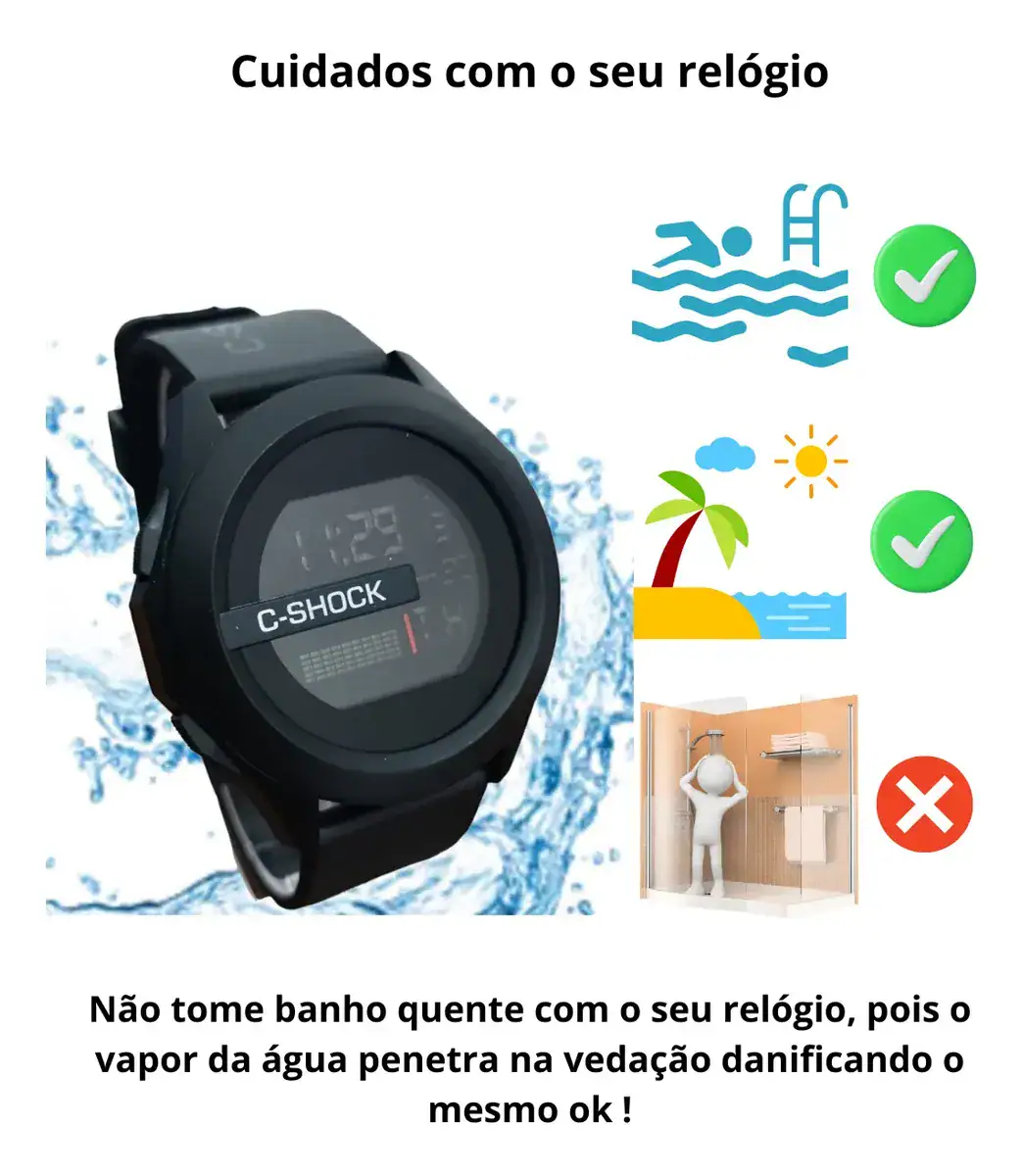 Relógio Digital A Prova D`água Masculino Original Esportivo - Imagem 2