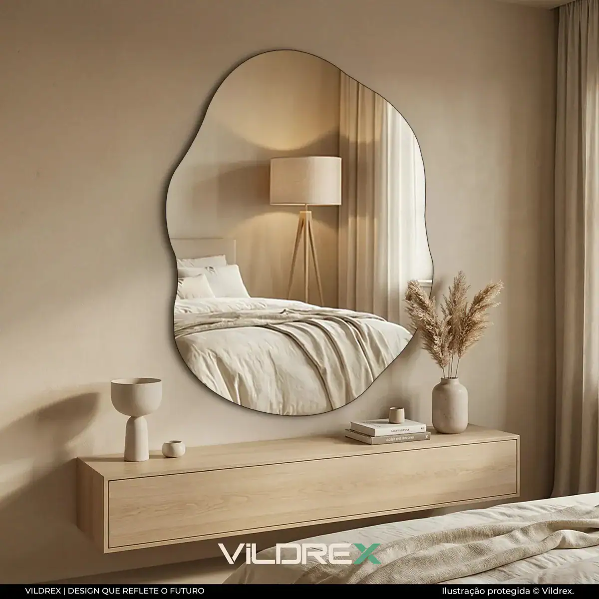 Espelho Vildrex Roma 70x50cm Design Moderno Lapidado Luxo Suporte - Imagem 3