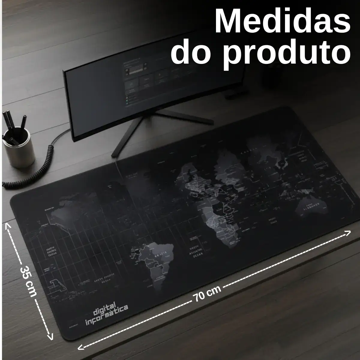 Mouse Pad Gamer Grande 70x35 Profissional Antiderrapante Speed Mapa Mundi Digital Informática - Imagem 6