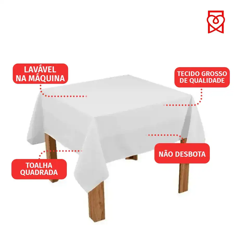 Toalha De Mesa Quadrada Tecido Oxford 1,40x1,40 Promocao - Imagem 4