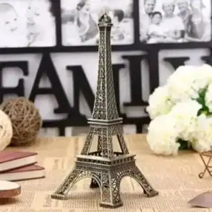Torre Eiffel Paris Enfeite Miniatura Decoração De Metal 25cm Marrom-escuro