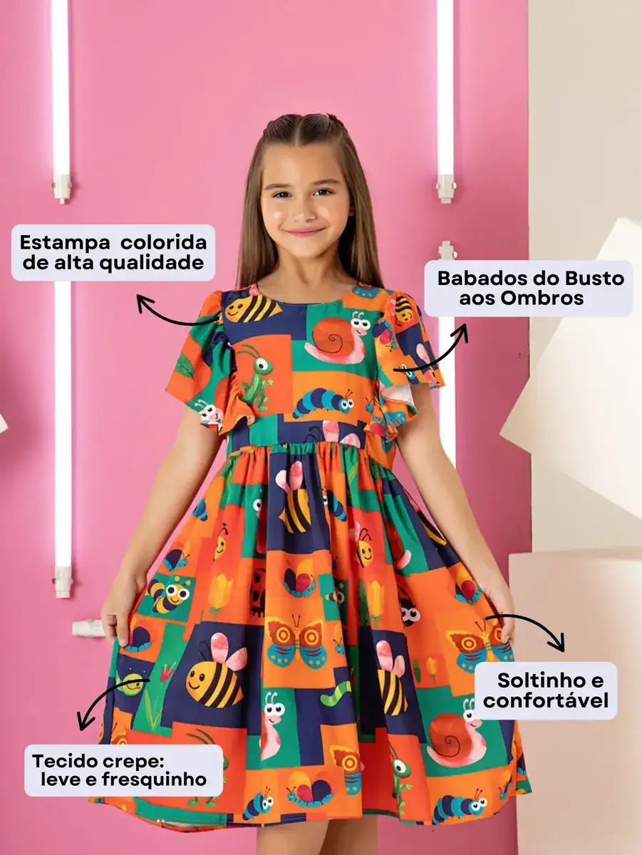 Vestido Infantil Menina Festa Mini Diva Colorido Babado Moda