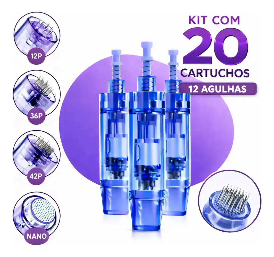 Kit 20 Cartuchos Dermapen 12 Agulhas Nano 12 24 36 42 BMED - Imagem 7