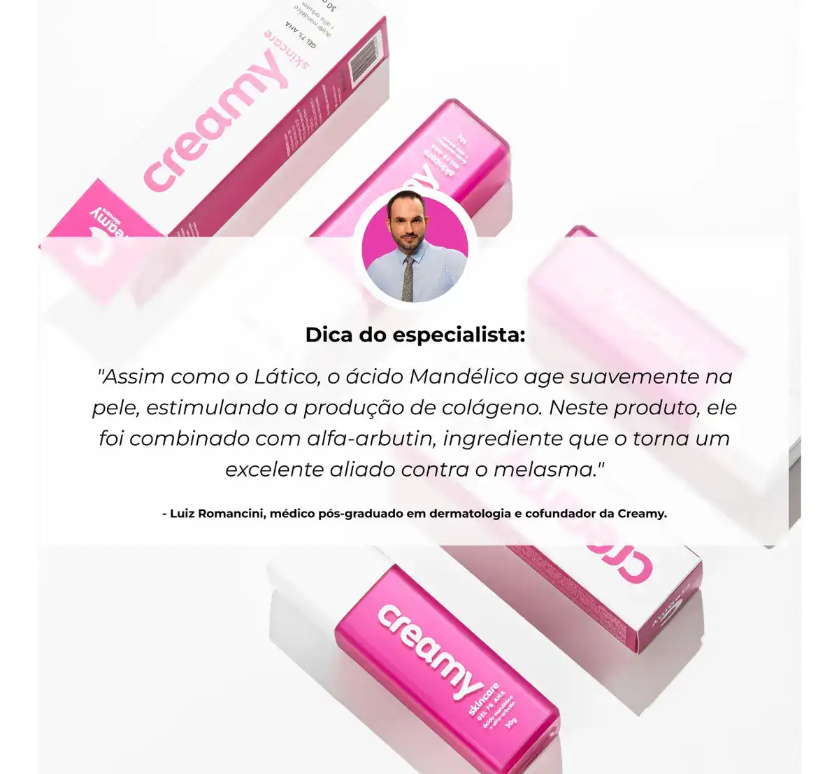 Creamy Skincare Ácido Mandélico 30g Reduz a Oleosidade Combate a Formação de Acne e Uniformiza Todos os Tipos de Pele - Imagem 2