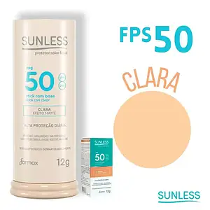 Protetor Solar Stick Com Base Clara Efeito Matte Sunless 12g