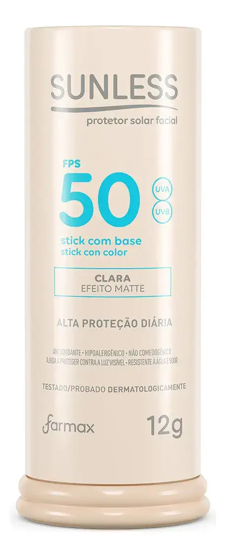 Protetor Solar Stick Com Base Clara Efeito Matte Sunless 12g - Imagem 6