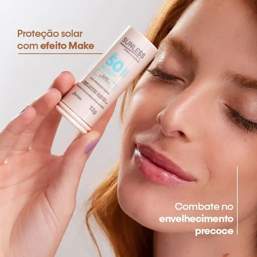 Protetor Solar Stick Com Base Clara Efeito Matte Sunless 12g - Imagem 3