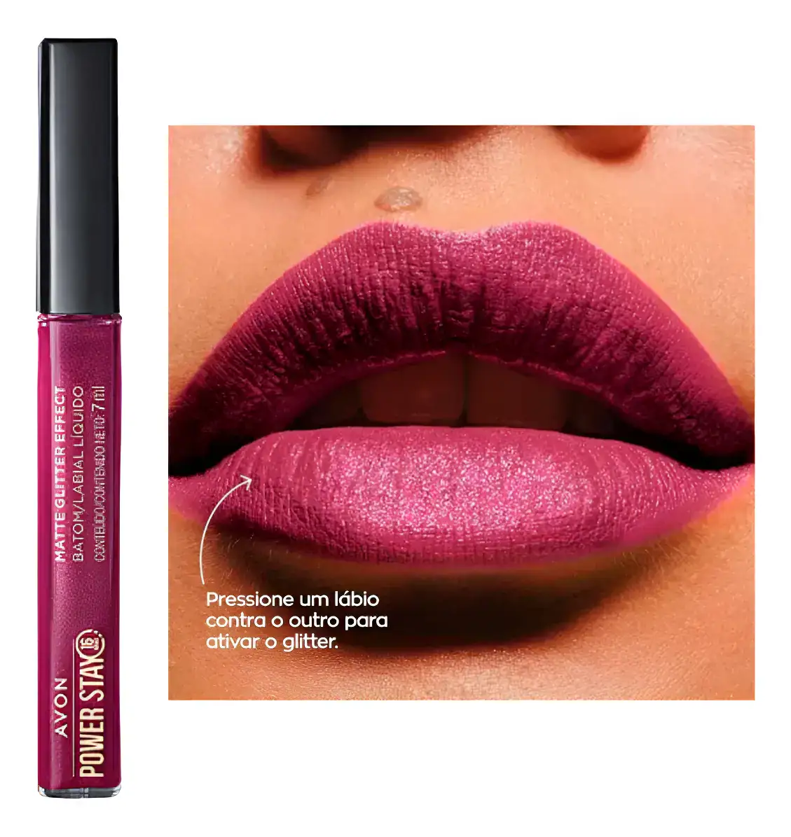 Batom Líquido Matte Power Stay Com Glitter 16h Avon- 7ml - Imagem 6