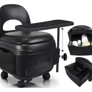 Cadeira Cirandinha Manicure Pedicure Preto Santa Clara com Gaveta e Rodinhas