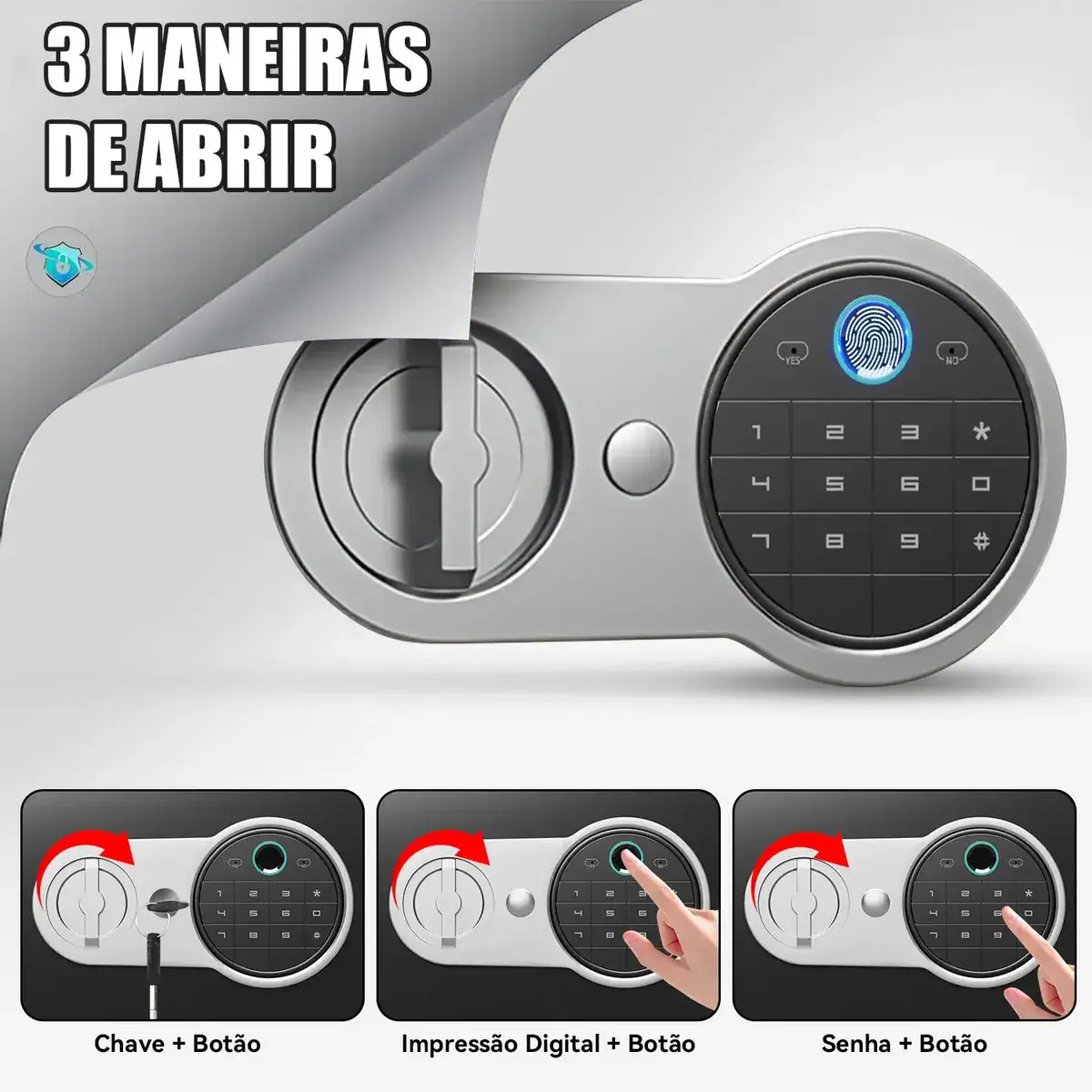 3 Em 1 Cofre Eletrônico Digital Biométrico Senha Ou Chave - Imagem 5