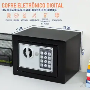 Cofre Digital Eletrônico Senha E Chave Alira Mr-bx-002 Preto