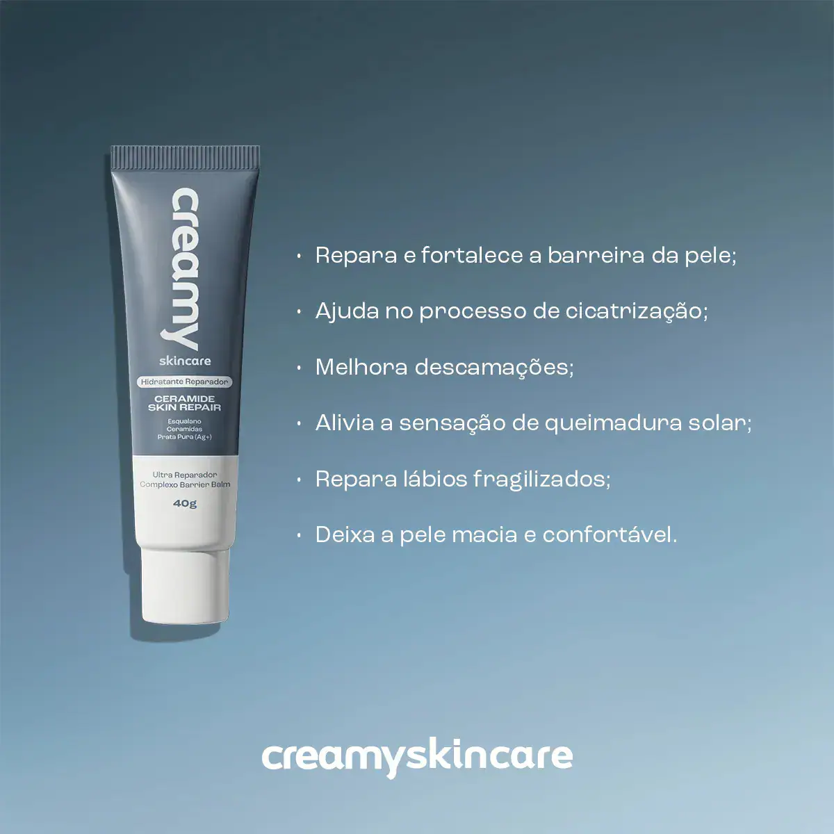 Creamy Skincare Ceramide Skin Repair 40g | Contém Ceramidas, Melhora A Pele Fragilizada, Hidratação Profunda E Intensa, Controla Pele Ressecada | Todos Os Tipos De Pele, Diurno E Noturno - Imagem 3