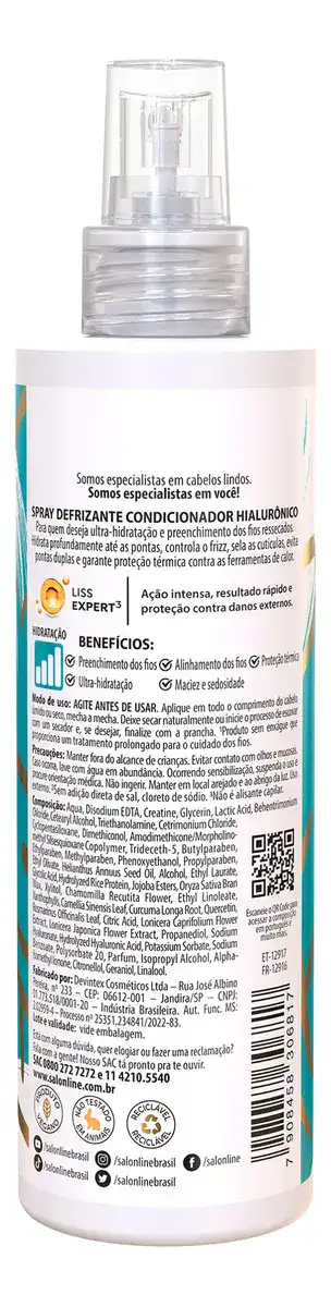 Spray Defrizante Protetor Térmico Salon Line Meu Liso Hialurônico 240ml - Imagem 3