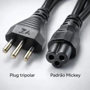 Cabo de Força Padrão Mickey de 10 A para Fonte de Notebook Dell, Samsung e Mais