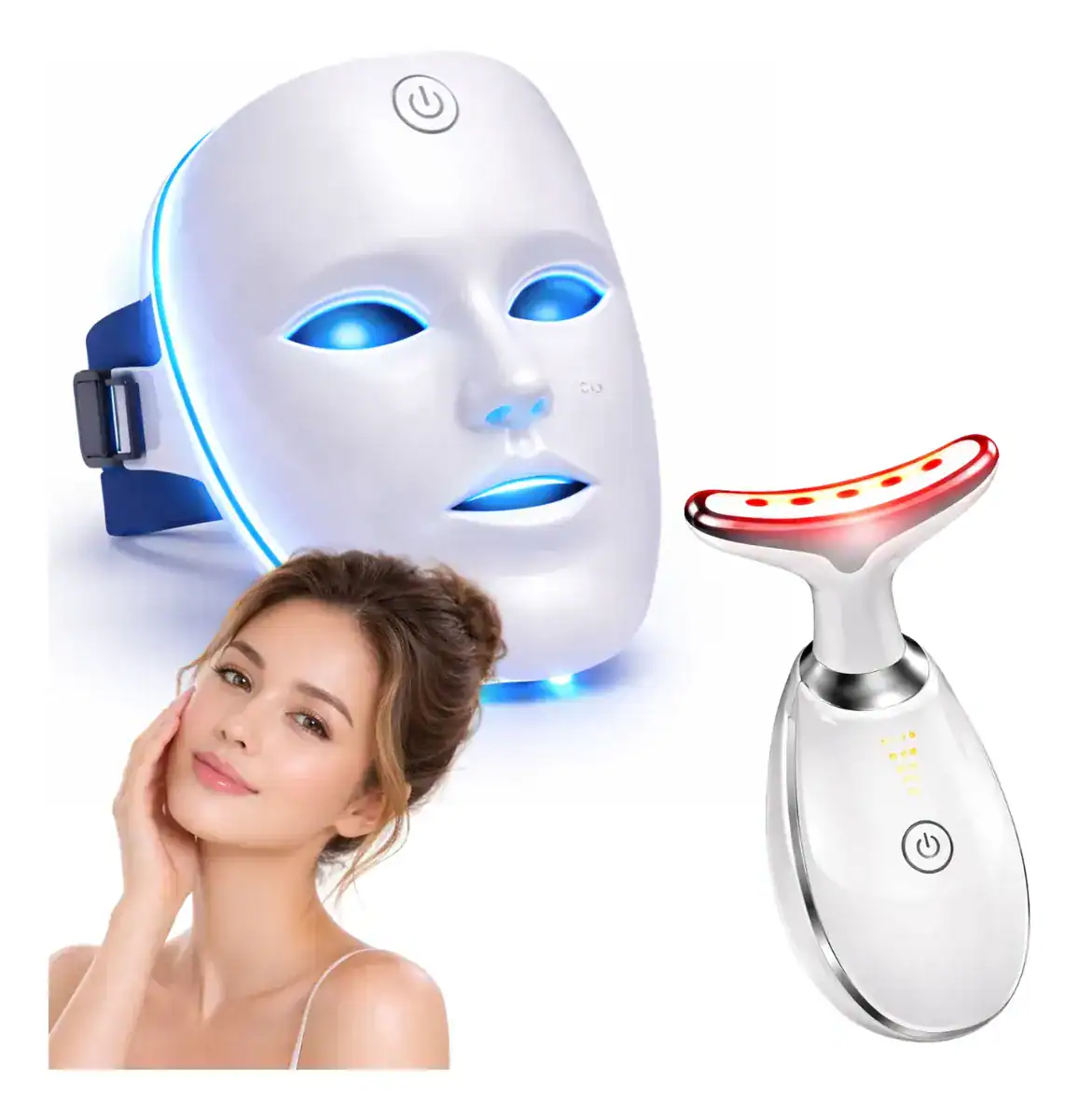 Kit Máscara Led 7 Cores Fototerapia + Massageador Facial - Imagem 8