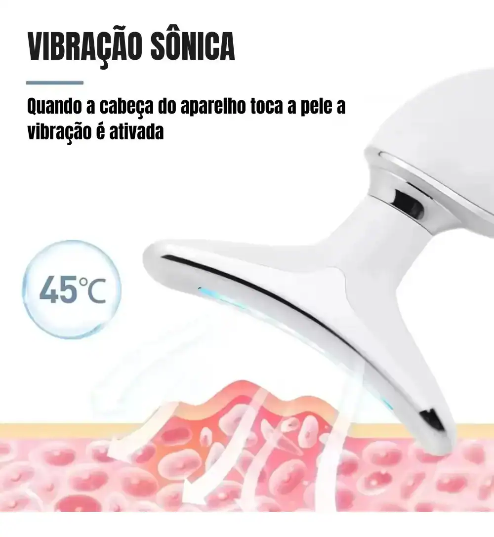 Kit Máscara Led 7 Cores Fototerapia + Massageador Facial - Imagem 3