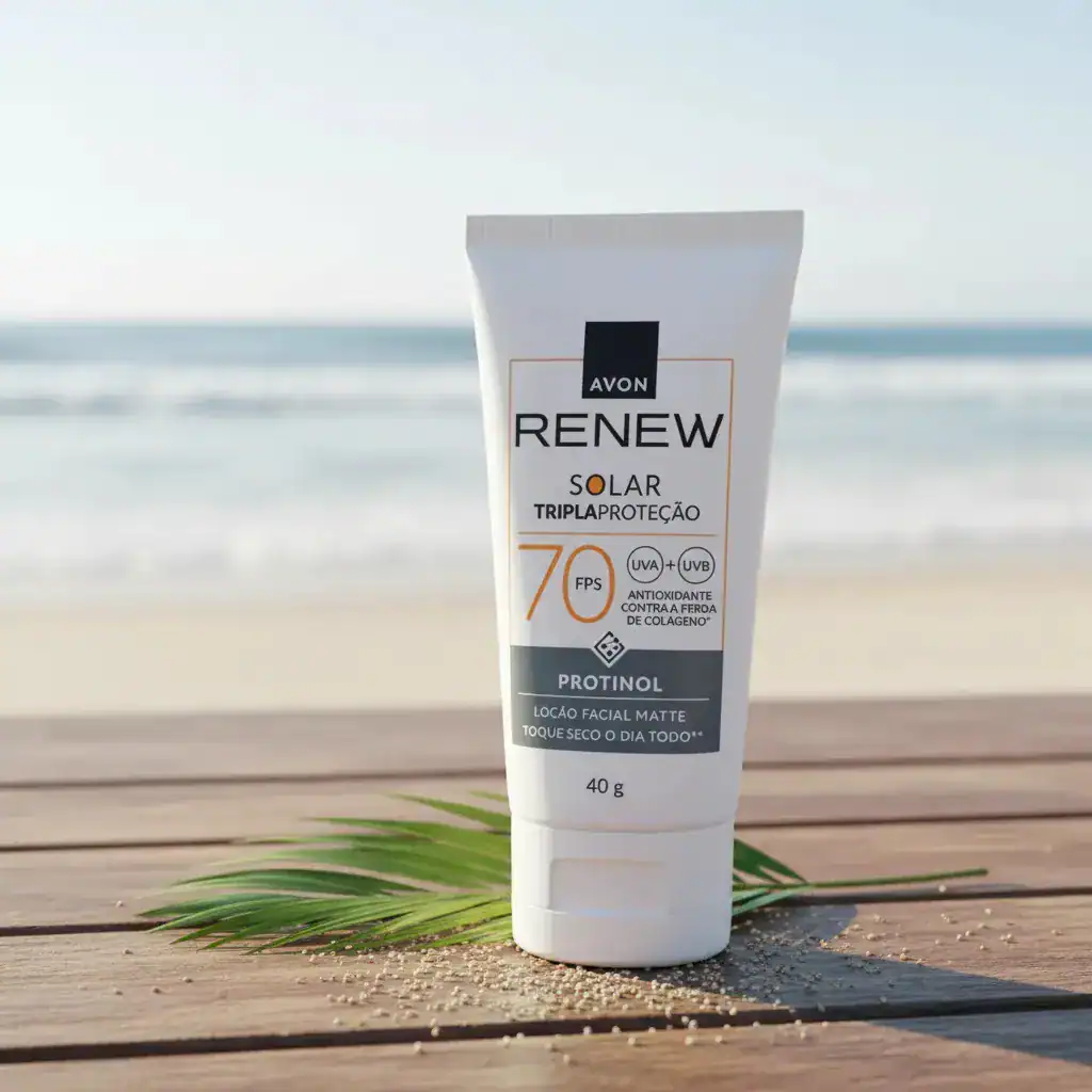 Protetor Solar Renew FPS 70 Com Protinol 40g Avon - Imagem 5