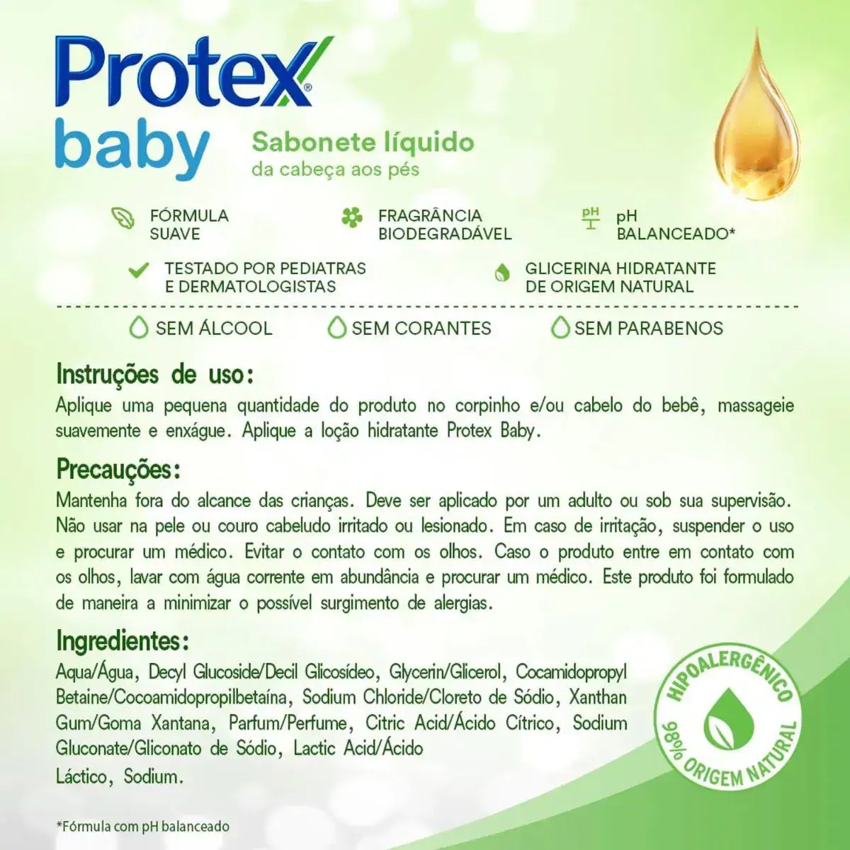 Sabonete líquido Protex Baby glicerina origem Natural com dispensador 200 ml - Imagem 4