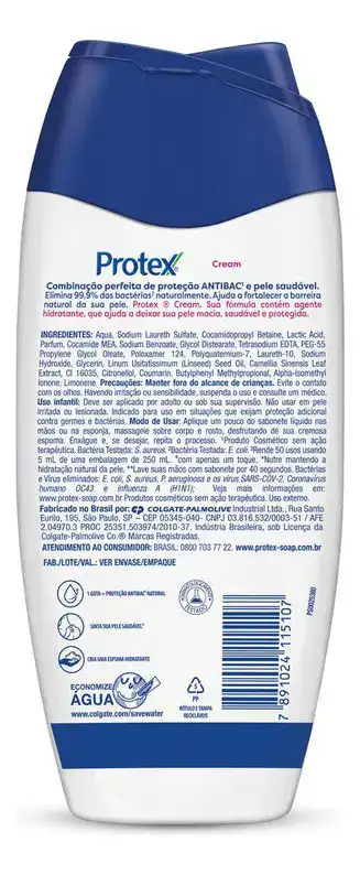Sabonete Líquido Antibacteriano Protex Cream 250ml - Imagem 3