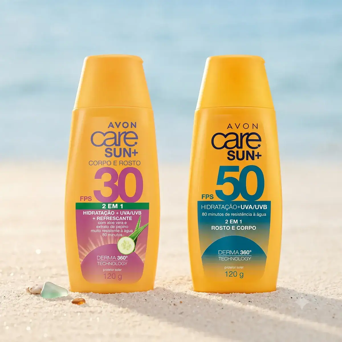 Kit Protetor Solar Avon Care: Protetor Solar Rosto E Corpo Fps 30 120g + Protetor Solar Fps 50 120g