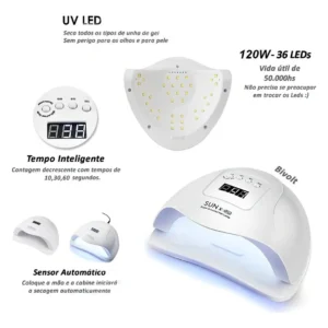 Cabine de Unha SUNUV SUN X Plus 120W LED UV Branca Mãos