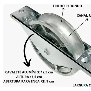 Roldana de zamac para portão de garagem com canal de 1,27cm.
