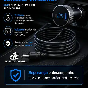 Cabo Carregador Starlink Mini 3 Em 1 Veicular 3 Metros Tomada Acendedor Voltímetro Digital Usb-c Usb-a Compativel Carro Caminhão Motorhome Barco 12v 24v Ice Coorel
