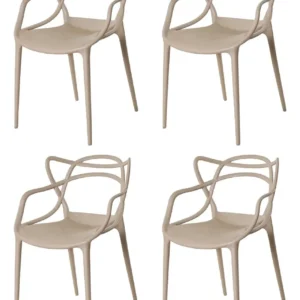 Kit 4 Cadeiras Allegra Nude Polipropileno Para Jardim Cozinha Jantar