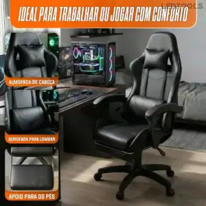 Cadeira Gamer Profissional Ergonômica Reclinável Apoio Pés