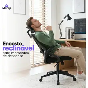 Cadeira De Escritorio Ergonomica Nr17 Glorious Marqs Home Giratoria Resistente Reforçada 180kg Confortavel Reuniao Mesh Preta